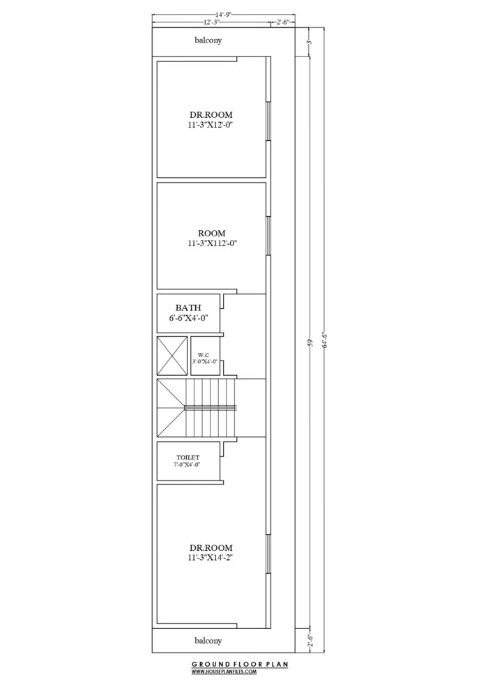 15x65 house plan