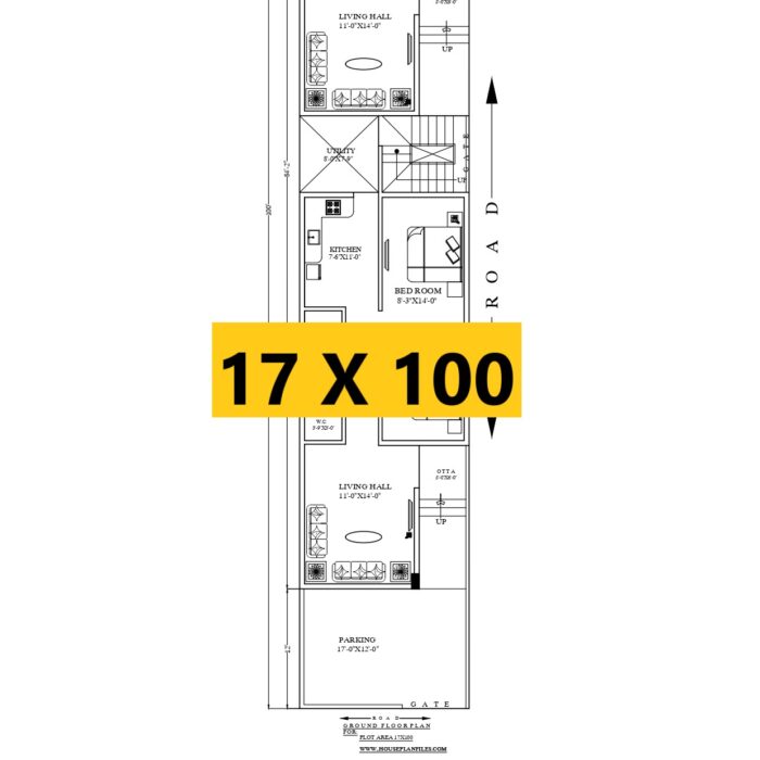 17 x 100 sqft residential home design