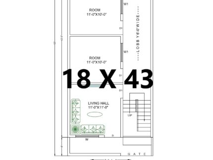 18 * 43 house plan