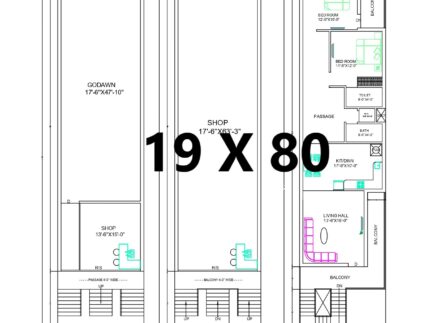 19x80 residential and commercial house plan