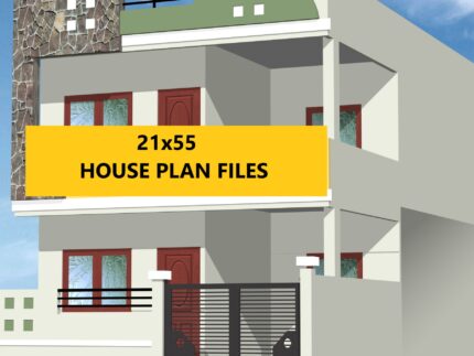 21 * 55 house plan 3d