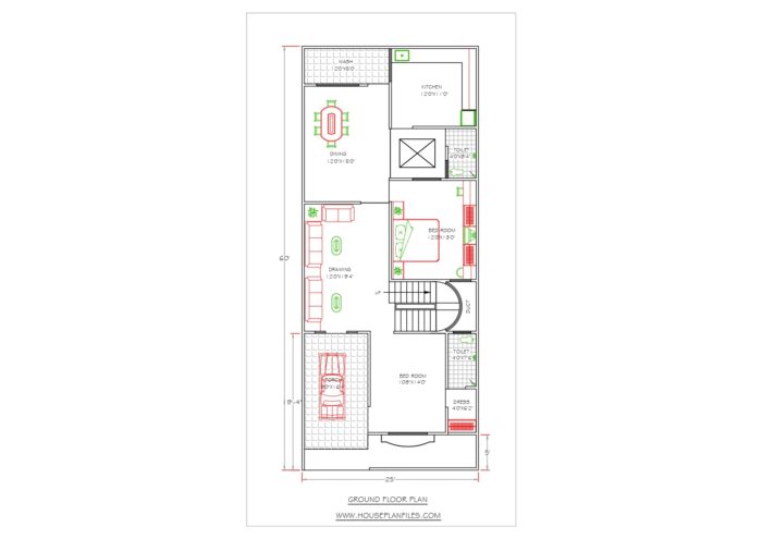 2 bhk 25 feet by 60 feet house plans