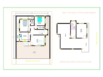 37x50 2 bhk house plan in village