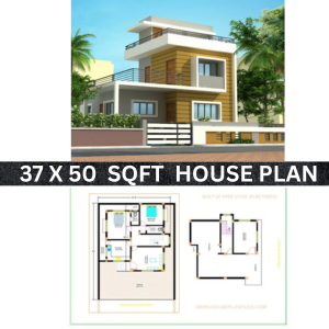 37 * 50 3-bedroom house floor plan
