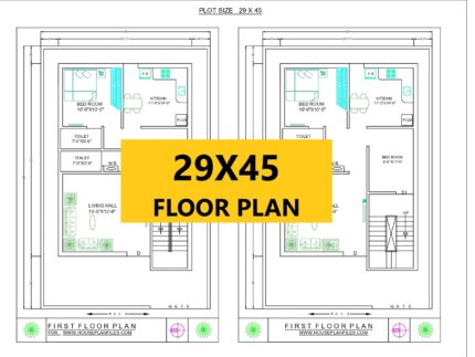 29 * 45 2 bhk rental house plan