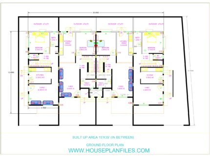 15x35 Row House Plan
