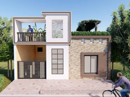 25 * 35 2 room house design in village