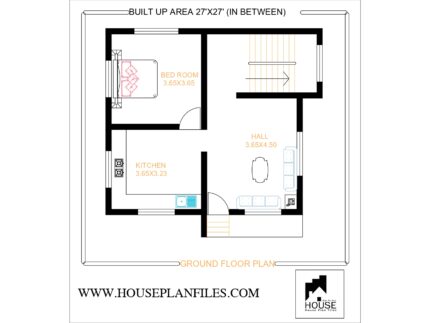 27 * 27  1BHK House Plan