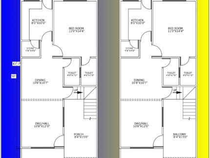 20 x 50 duplex floor plan