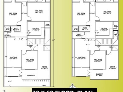 30 * 60 house plan 4 bedroom