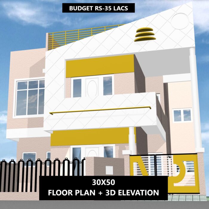 30 by 50 house plan 3d