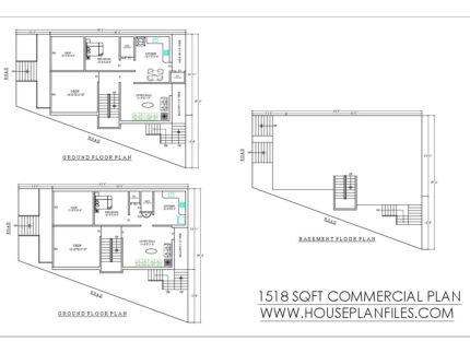 1518 sqft commercial building plan