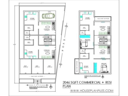37 * 70 commercial residential house plan