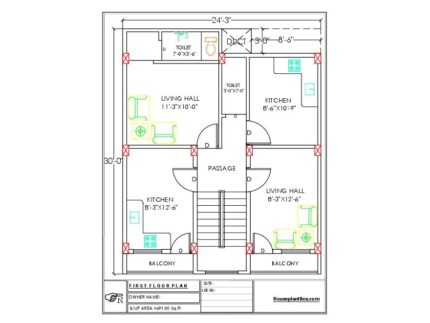 24 * 30 house plan for rent