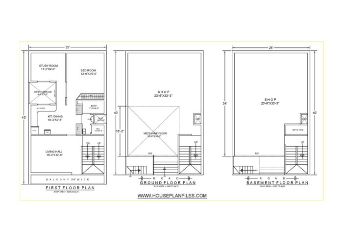 25 * 40 commercial showroom plan