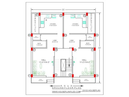 33x33 1bhk house plan