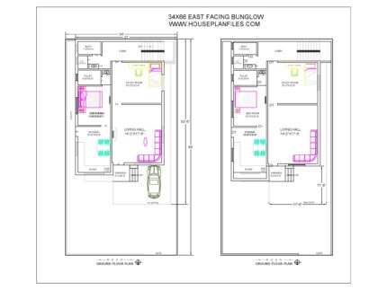 34 * 66 4bhk home design