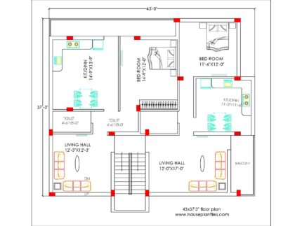45x37 home plan drawing