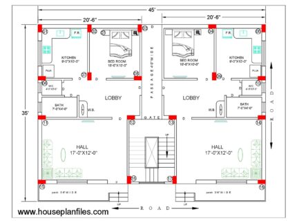 45 * 35 village house design