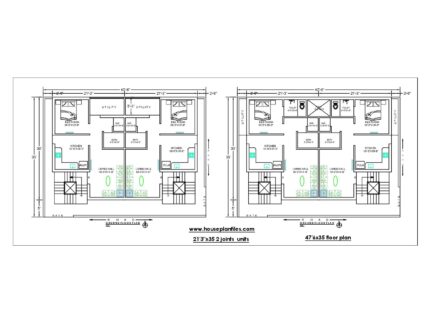 21x35 row house plan duplex