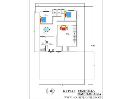 54 * 87 2bhk house plans