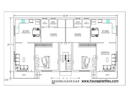 54 * 28 Twin house plan