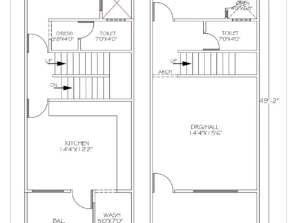 15 x 50 house plan