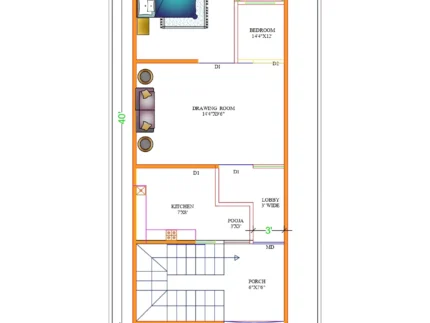 15 by 40 house plan