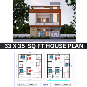 33 * 35  5 room house plan