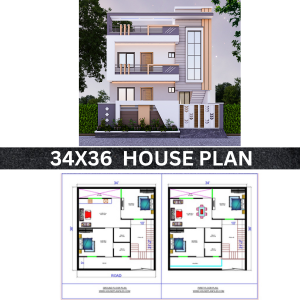 34x36 4 bedroom building plan