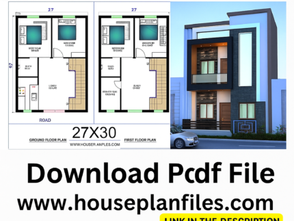 27 * 30 double floor normal house front elevation designs