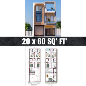 20 * 60 shop house plan