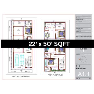 22 * 50 house plan with shops