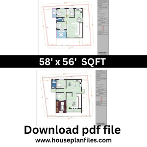 58x56 home design with car parking
