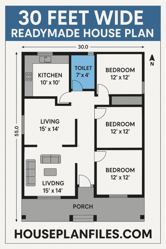 30 Feet Wide Readymade House Plans