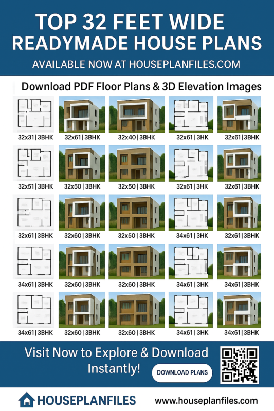 32 Feet Wide Readymade House Plans