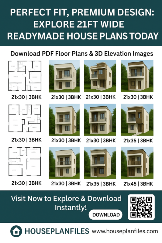 21 Feet Wide Readymade House Plans