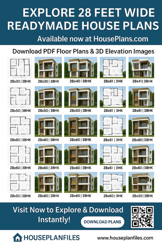 28 Feet Wide Readymade House Plans