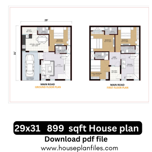 899 sqft Duplex House Plan