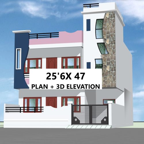 25x47 house plan 3d